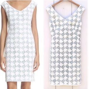 Tory Burch Brooklyn White and Mint Lace Sheath Dress